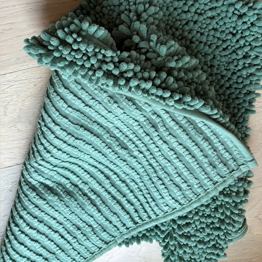 Green Bath Rug Mat Shag Shaggy Cute Small Shower Rectangular Fluffy